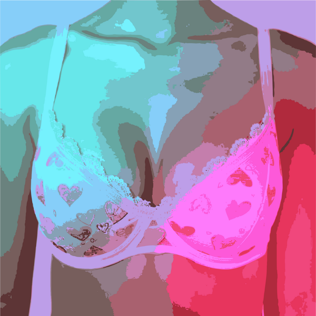 model wearing full bust bra with hearts - 5 Love Languages of Full-Bust Lingerie